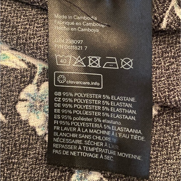 🌸 H&M Black Floral Midi Dress | Tie Neck | 3/4 Sleeves | Sz S 🌸 - Picture 8 of 11